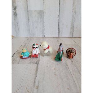 Hallmark merry Miniatures polar bear set cat turkey unique‎ decor